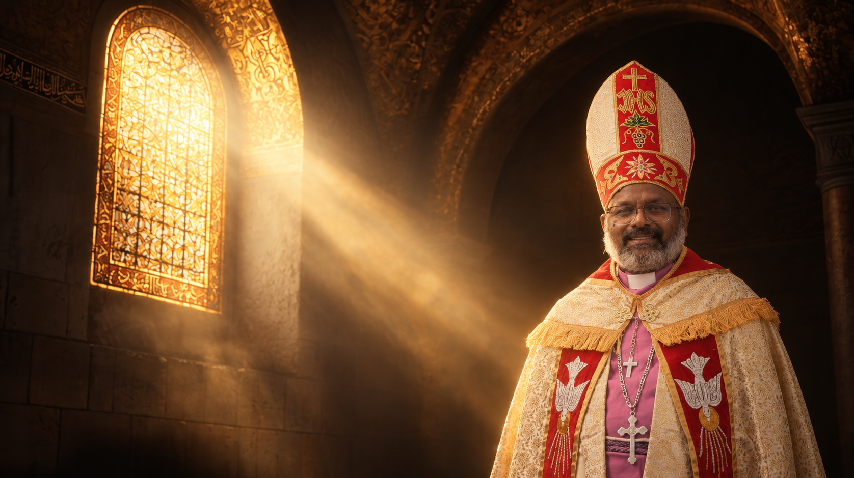 Church interior ambiance and leader